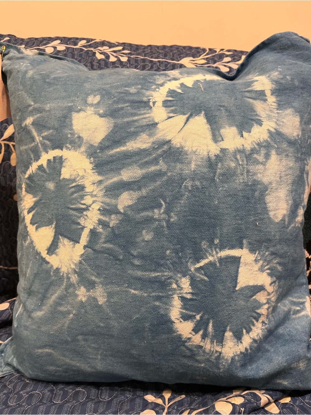 Artisan-made Indigo Shibori-Dyed Decorative Throw Pillow
